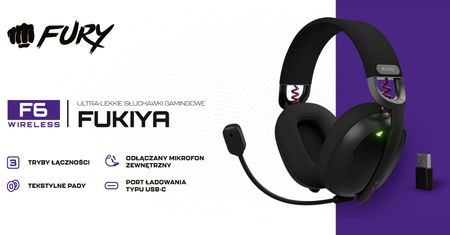 Bezprzewodowe słuchawki gamingowe Fury Fukiya F6 za mniej niż 200 zł zachęcają możliwościami