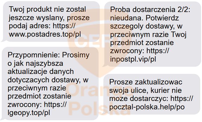Przykłady fałszywych SMS-ów