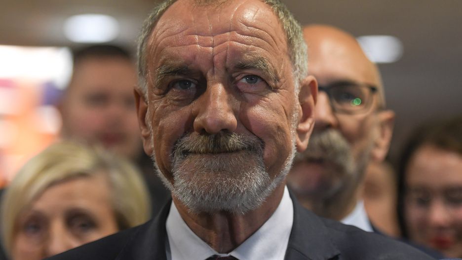 Jan Tadeusz Duda of Poland's Law and Justice ruling party, and the father of Polish President Andrzej Duda, seen awaiting to see the first results, as PiS is set to be victorious in the parliamentary elections, according to exit polls.On Sunday, October 13, 2019, in Krakow, Malopolskie Voivodeship, Poland. (Photo by Artur Widak/NurPhoto via Getty Images)