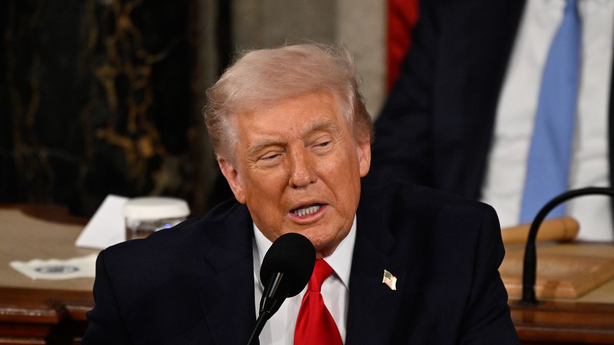 President Trump Delivers State Of The Union Address
US President Donald Trump speaks during a State of the Union address in the House Chamber of the US Capitol in Washington, DC, US, on Tuesday, Feb. 24, 2026. President Trump needs his State of the Union address to assuage voters anxious about the economy, foreign policy and even more tariff turmoil. Photographer: Daniel Heuer/Bloomberg via Getty Images
Bloomberg
state of the union 2026, u.s. government, 2026uspolitics, united states of america, americas, sotu, government news, north american, u.s.a., american, sotu2026, state of the union, us capitol, us