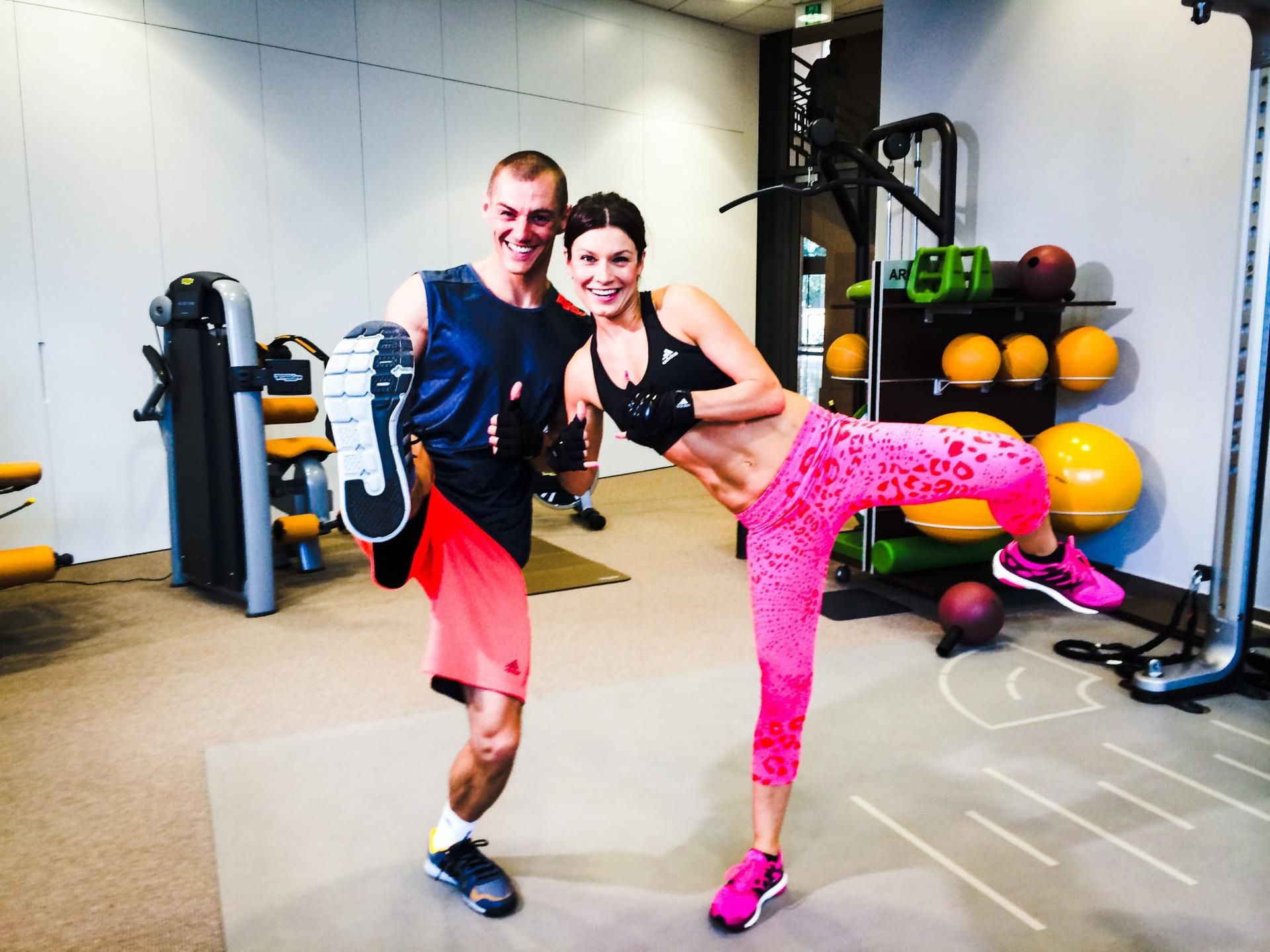 Właściciele Gym Break podczas ćwiczeń