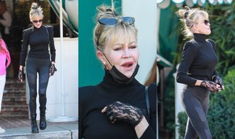 64-letnia Melanie Griffith chwali się SMUKŁĄ sylwetką w czarnej stylizacji, mknąc na lunch z przyjaciółką (ZDJĘCIA)