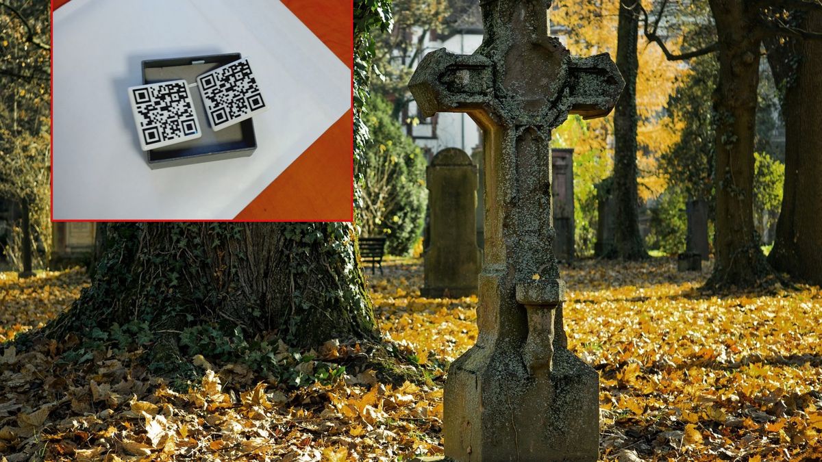 Takie kody QR mogą pojawić się na nagrobku.