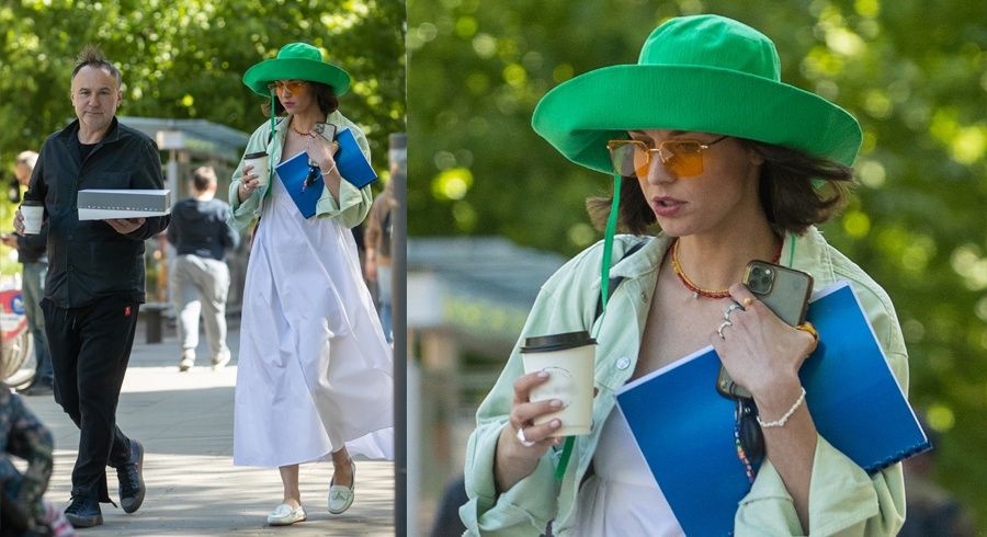 Julia Kamińska z partnerem w kawiarni 