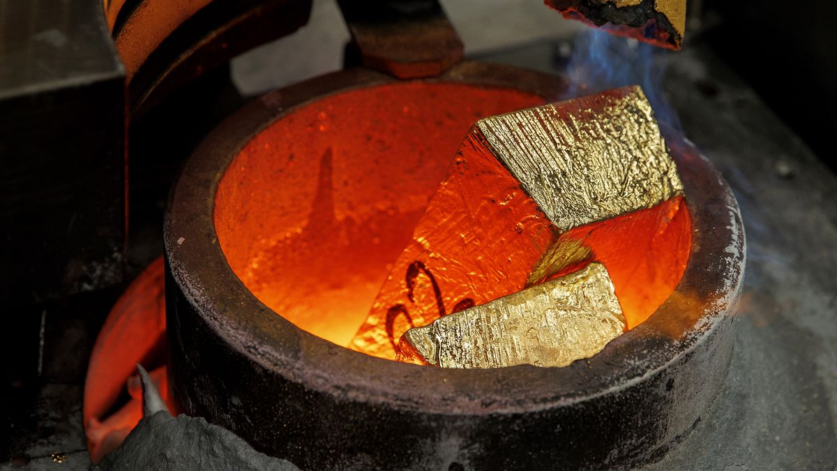 Gold bars melted inside a furnace at the ABC Refinery smelter, operated by Pallion, in Sydney, Australia, on Thursday, April 17, 2025. Gold paused its record-breaking rally amid optimism over US-Japan trade talks, after bullion earlier reached another all-time high. Photographer: Brendon Thorne/Bloomberg via Getty Images