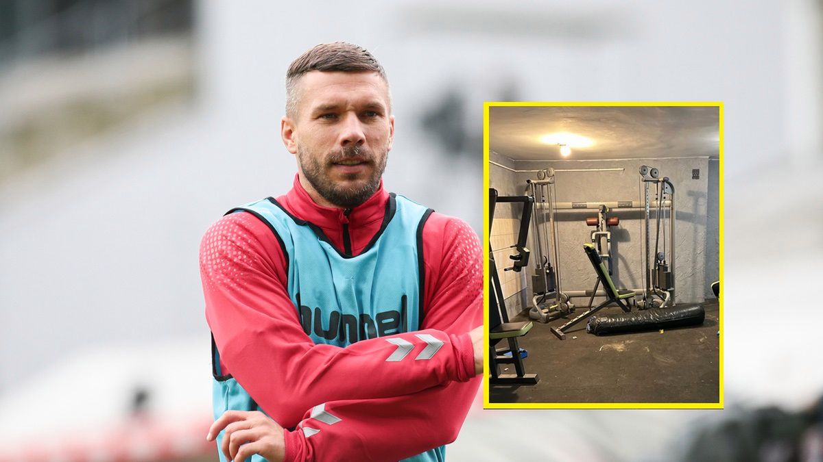Lukas Podolski i obiekt treningowy akademii Górnika Zabrze (w ramce)