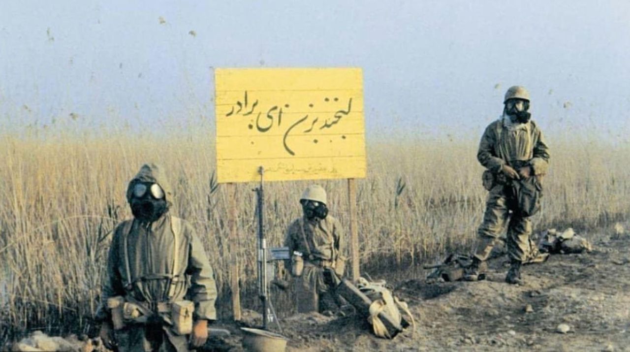 Iranian soldiers during combat in 1984.