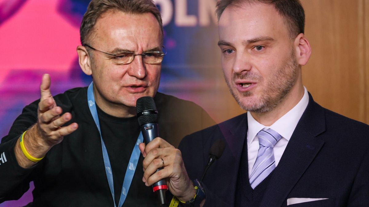 Mer Lwowa Andrij Sadowy i rzecznik MSZ Maciej Wiewiór