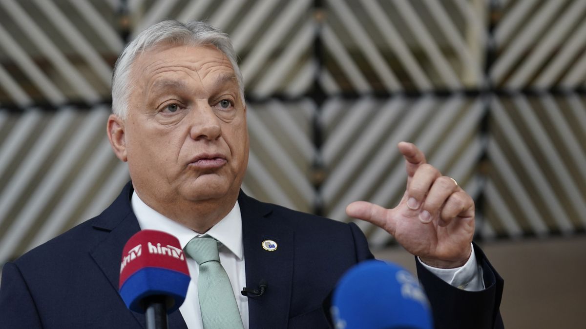 BRUSSELS, BELGIUM - JUNE 26:  Prime Minister of Hungary Viktor Orban talks with media at European Council on June 26, 2025 in Brussels, Belgium. Leaders from the European Union are meeting in Brussels to discuss the ongoing conflicts in Ukraine and the Middle East, as well as migration and European defence and security. (Photo by Pier Marco Tacca/Getty Images)