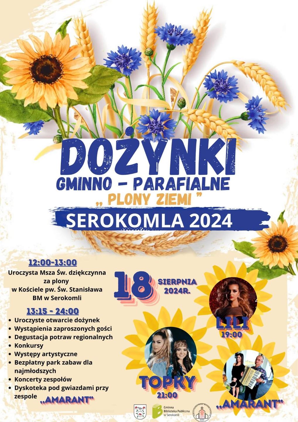 Dożynki w Serokomli 2024 - plakat, program wydarzenia