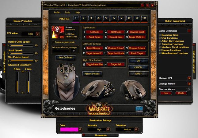 Panel sterowania myszki Steel Series World of Warcraft: Cataclysm