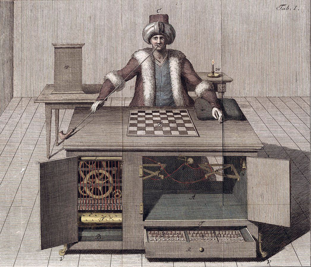 Mechaniczny Turek - rysunek z XVIII wieku