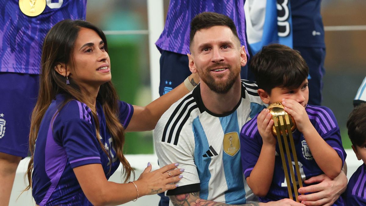 Lionel Messi z żoną i synem po zdobyciu mistrzostwa świata
