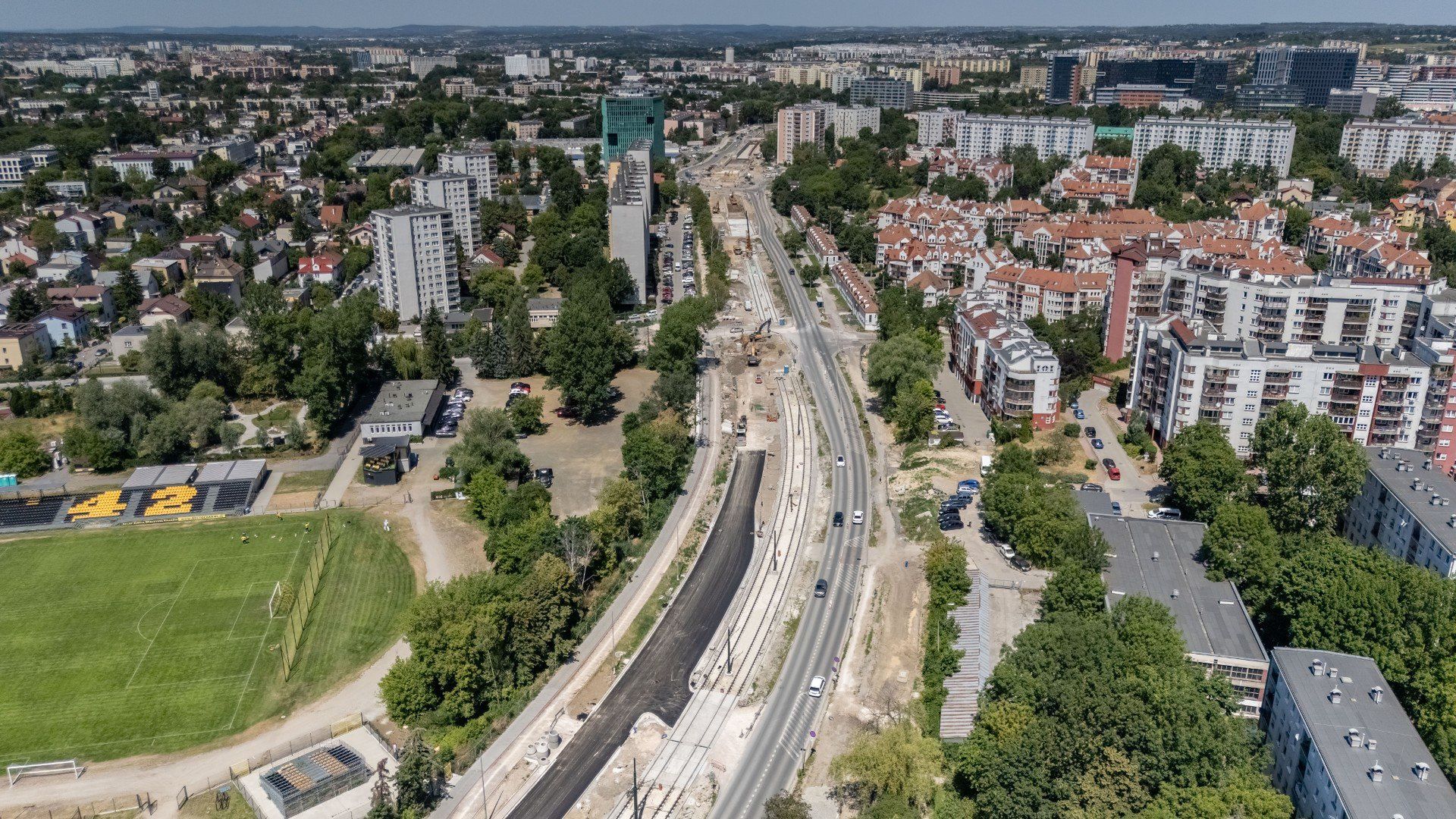 Rozkopane skrzyżowanie Lema, Mogilskiej, Meissnera i Jana Pawła II w Krakowie