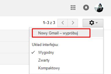 Krok 1: aktywacja nowego wyglądu poczty Gmail.