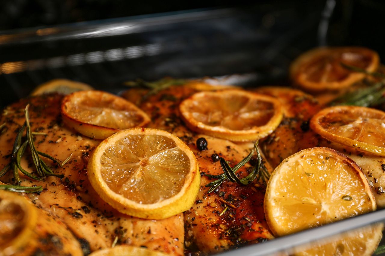 The addition of lemon will give the chicken an interesting flavor.