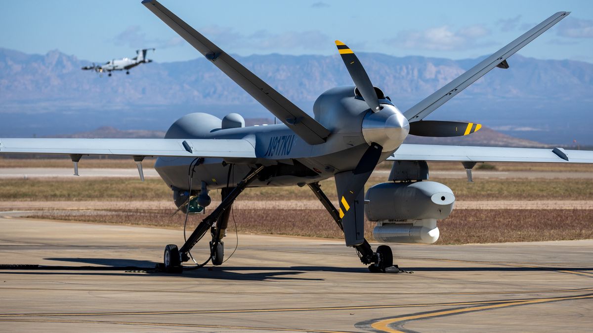 U.S. Customs And Border Protection Agents Pursue Migrants Along Mexico-Arizona Border
FORT HUACHUCA, ARIZONA - NOVEMBER 04: An MQ-9 Reaper drone with Customs and Border Protection (CBP) awaits a mission over the U.S.-Mexico border on November 04, 2022 at Fort Huachuca, Arizona. CBP air interdiction agents with U.S. Air and Marine Operations (AMO) pilot the surveillance drones from the base to intercept immigrants crossing illegally from Mexico into remote and rugged areas of southeastern Arizona. (Photo by John Moore/Getty Images)
John Moore
bestof, topix