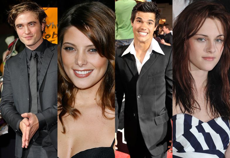 Robert Pattinson, Ashley Greene, Taylor Lautner i Kristen Stewart w 2008 roku