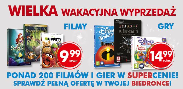 Oto lista gier i filmów dostępnych w ramach Filmaszu w sklepach sieci Biedronka