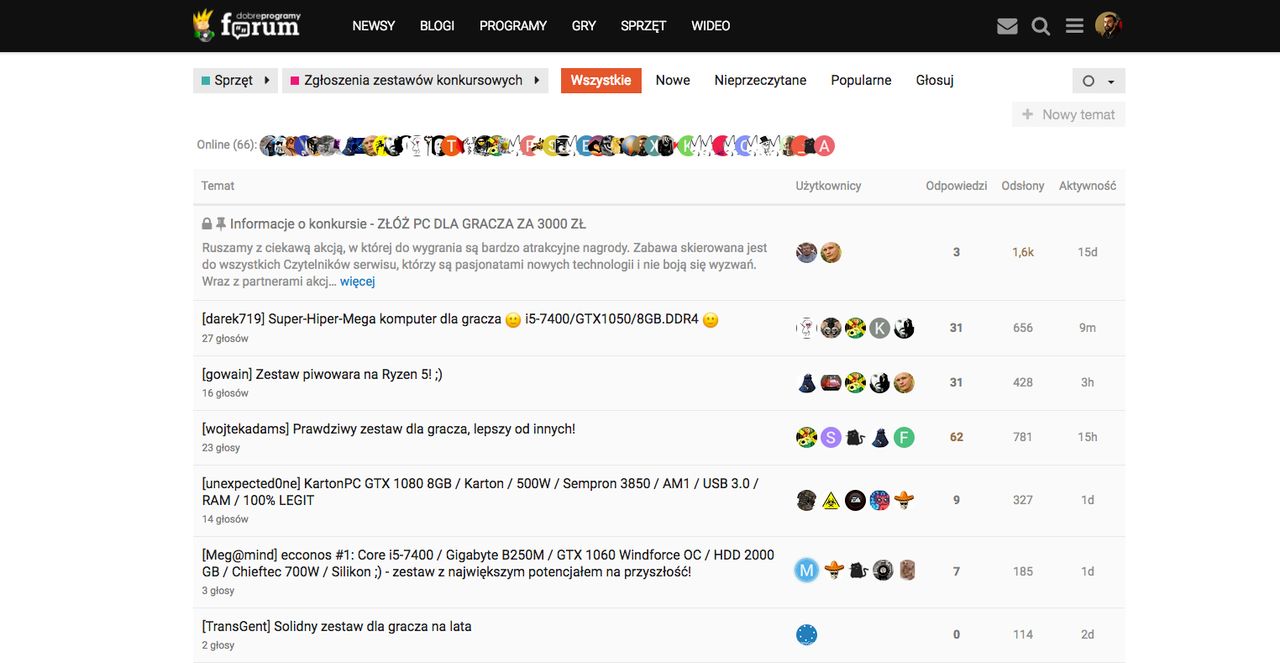 Głosować na najlepsze konfiguracje można na naszym forum.