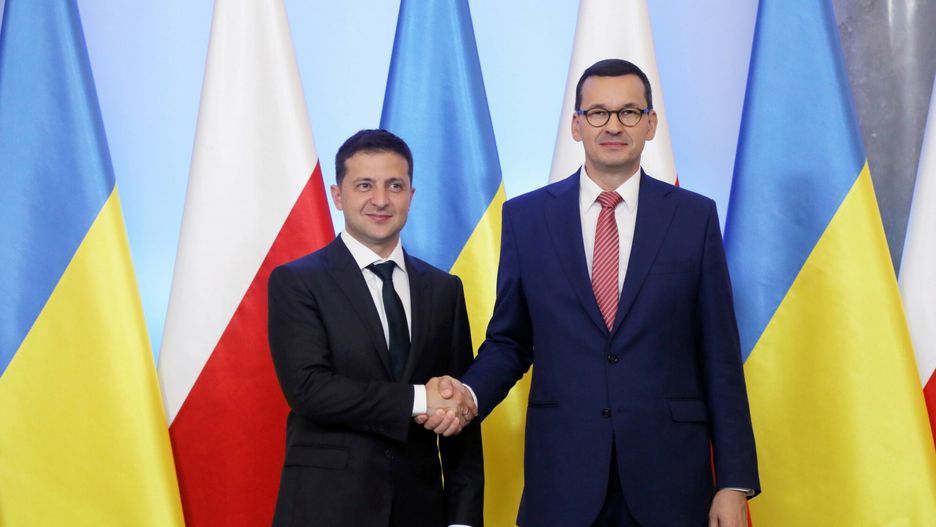 Wizyta prezydenta Ukrainy Wo?odymyra Ze?enskiegoFot. Jakub Kaminski/East News, Warszawa, 31.08.2019. Wizyta prezydenta Ukrainy Wolodymyra Zelenskiego. Spotkanie z premierem Mateuszem Morawieckim.  
N/z: Mateusz Morawiecki (P), Wlodymyr Zelenski (L). Jakub Kaminski