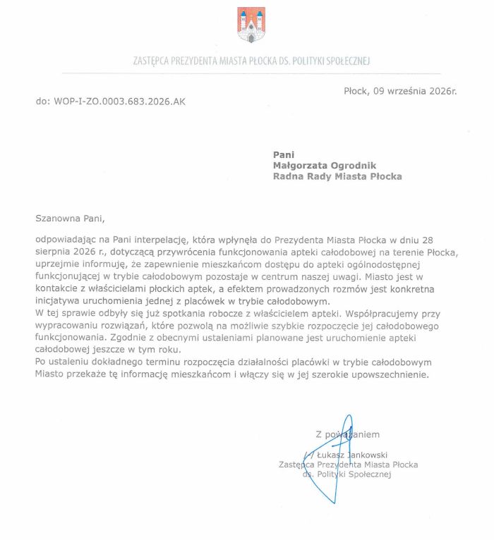Odpowiedź na interpelacje 