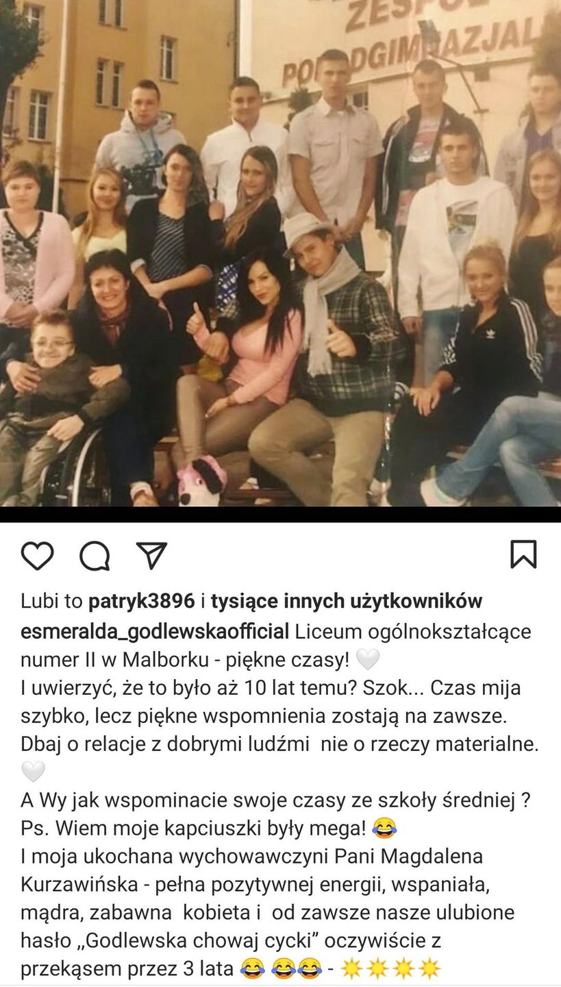 Esmeralda Godlewska pokazała zdjęcie z czasów licealnych