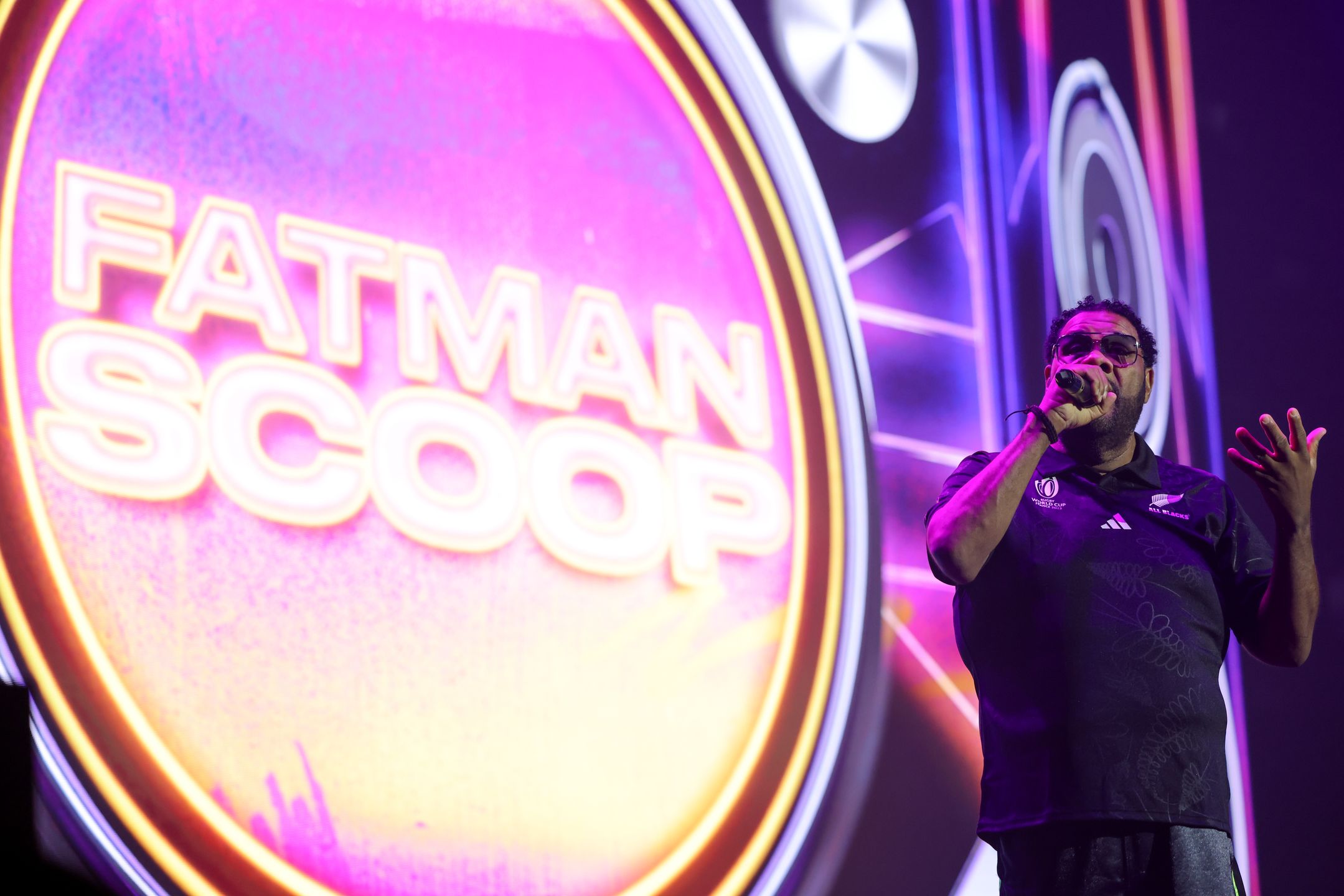 AUCKLAND, NEW ZEALAND - NOVEMBER 16: Fatman Scoop performs during Fridayz Live '23 at Spark Arena on November 16, 2023 in Auckland, New Zealand. (Photo by Dave Simpson/WireImage)
