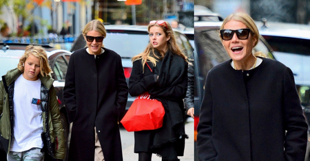 Roześmiana Gwyneth Paltrow spaceruje z dziećmi. Są do niej podobne? (FOTO)