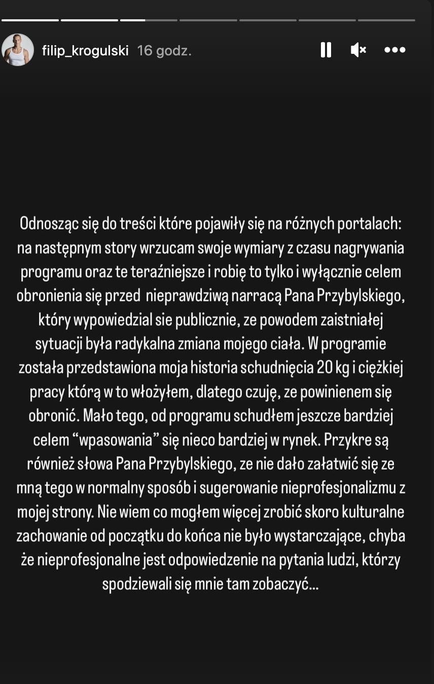Uczestnik "Top Model" odpowiada na komentarz Mariusza Przybylskiego
