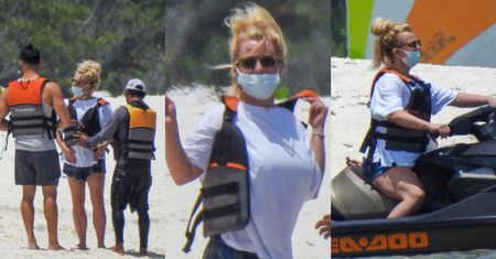 Ciężarna Britney Spears i Sam Asghari szaleją na skuterach wodnych w Meksyku (ZDJĘCIA)