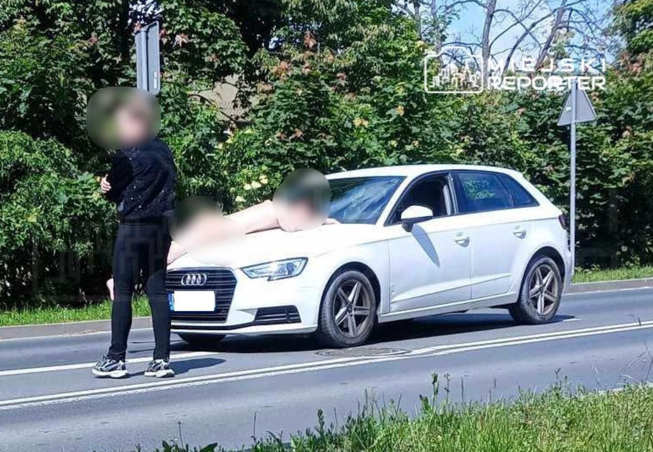 Nagi rzucił się na samochód. Ukraińca obezwładniła policja