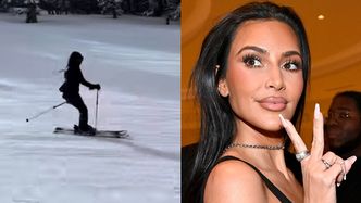 Odpicowana Kim Kardashian szusuje po stoku. Internauci są przerażeni: "ZWOLNIJ! Gdzie jej kask?!" (WIDEO)