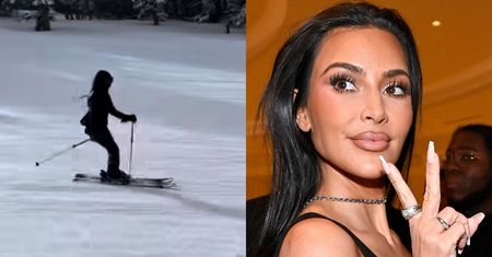 Odpicowana Kim Kardashian szusuje po stoku. Internauci są przerażeni: "ZWOLNIJ! Gdzie jej kask?!" (WIDEO)