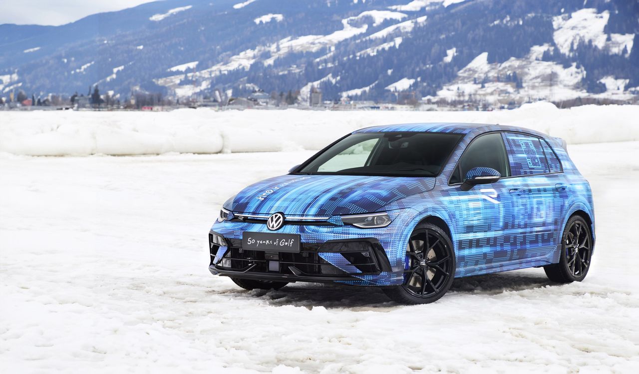 Volkswagen unveils camouflaged Golf R at Ice Race in 50th year of Golf celebration