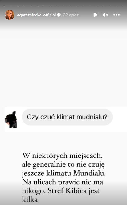 Agata Załęcka relacjonuje pobyt w Katarze podczas Mundialu