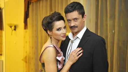 Anna Dereszowska na planie z partnerem