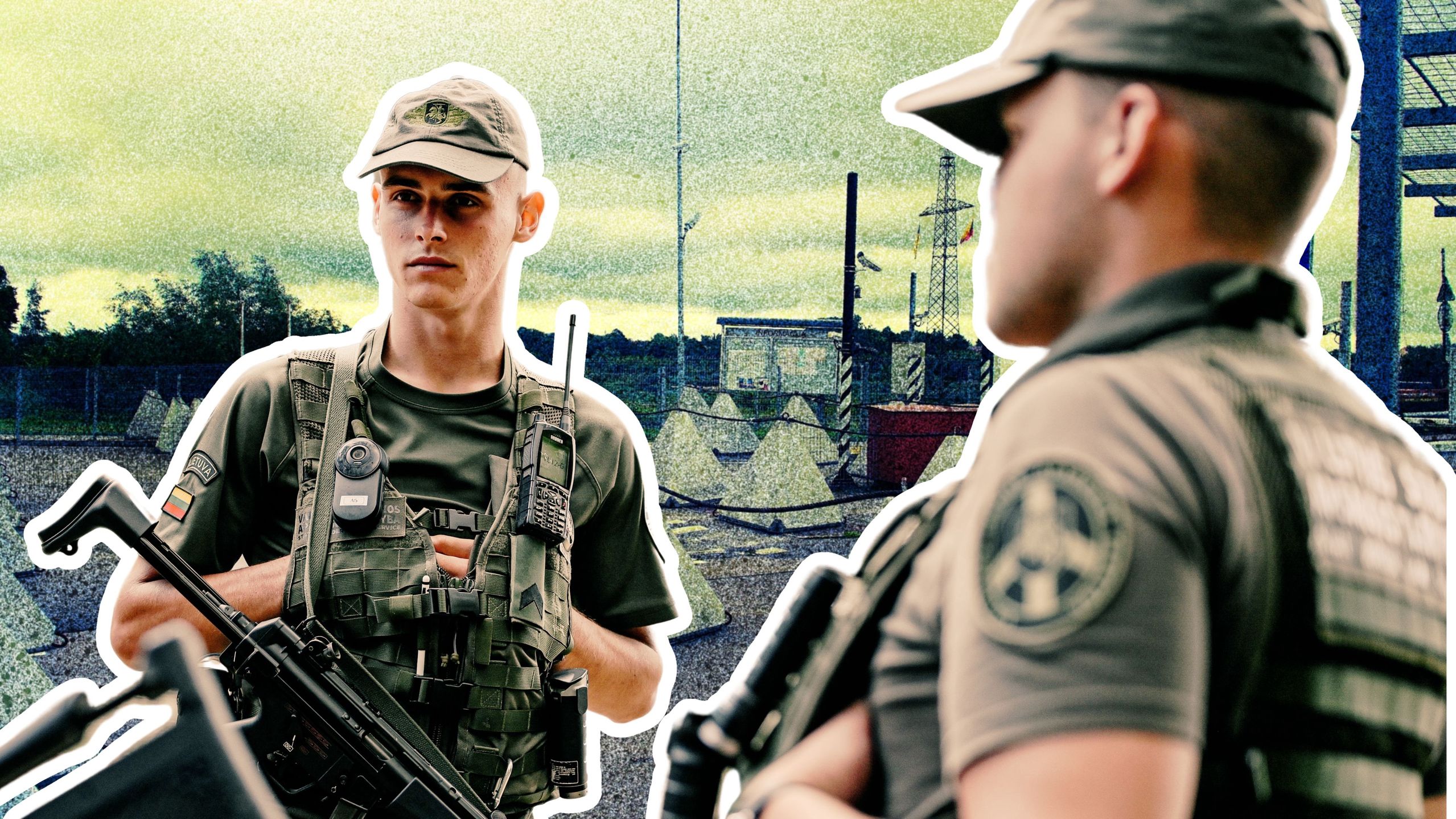 Patrol na granicy Litwy i Białorusi. W tle "zęby smoka"