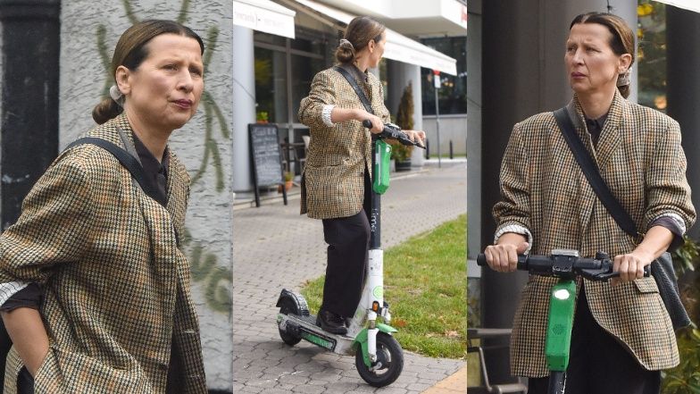 Katarzyna Herman przyłapana na hulajnodze