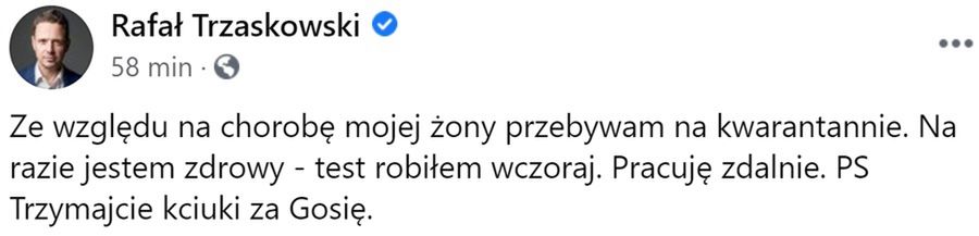 Małgorzata Trzaskowska ma koronawirusa