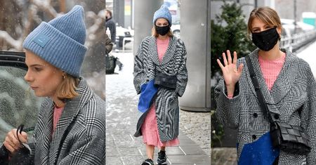 Marta Wierzbicka z torebką za 7,5 tysiąca drepcze w adidasach przez zaśnieżone ulice (ZDJĘCIA)