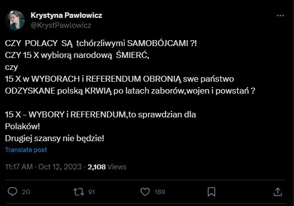 Twitter Krystyny Pawłowicz