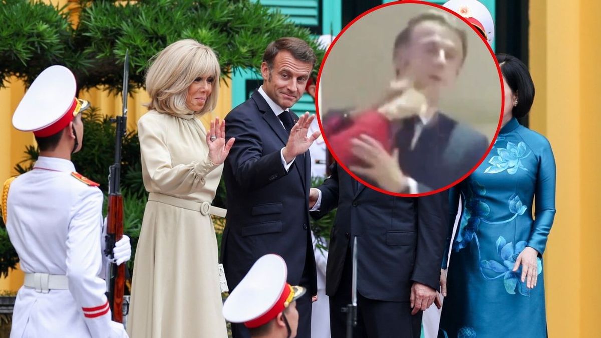 Macron dostał w twarz od żony? Prezydent Francji odpowiada