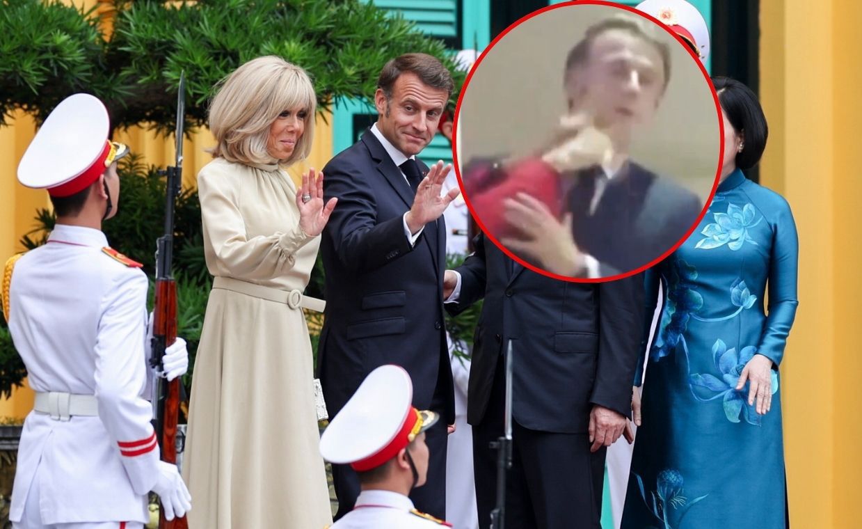 Macron dostał w twarz od żony? Prezydent Francji odpowiada