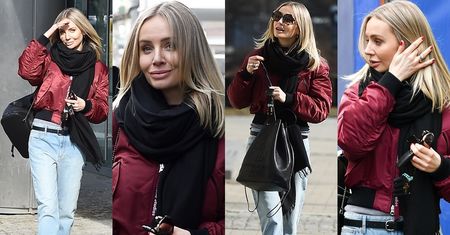 Agnieszka Szulim modnie ubrana, pozuje paparazzim do zdjęć od rana (ZDJĘCIA)