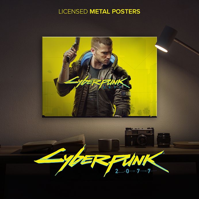 Cyberpunk 2077 na metalowych plakatach. Displate kontynuuje współpracę z CD Projekt RED.