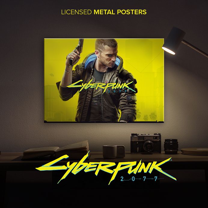 Cyberpunk 2077 na metalowych plakatach. Displate kontynuuje współpracę z CD Projekt RED.