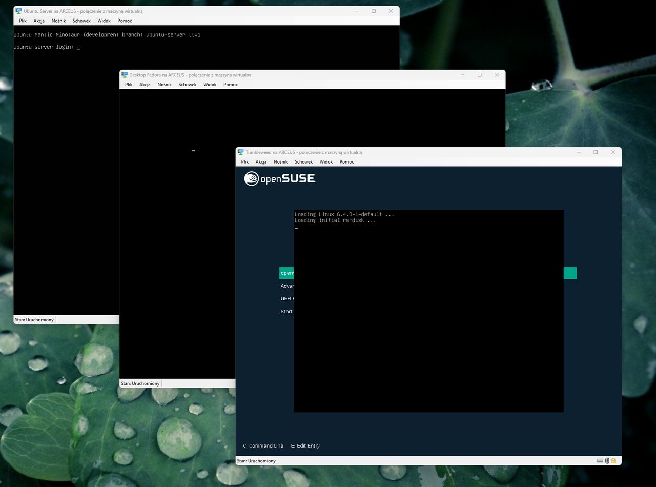 Fedora, OpenSUSE i Ubuntu w Hyper-V