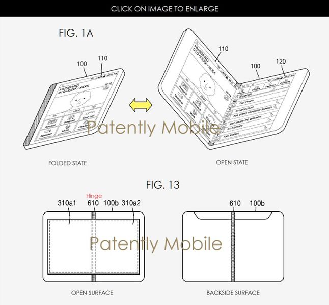 Patent Samsunga dotyczący składanego smartfona
