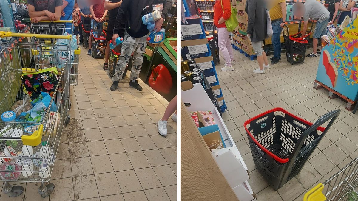 W Biedronce kolejki ustawiły się do wszystkich kas